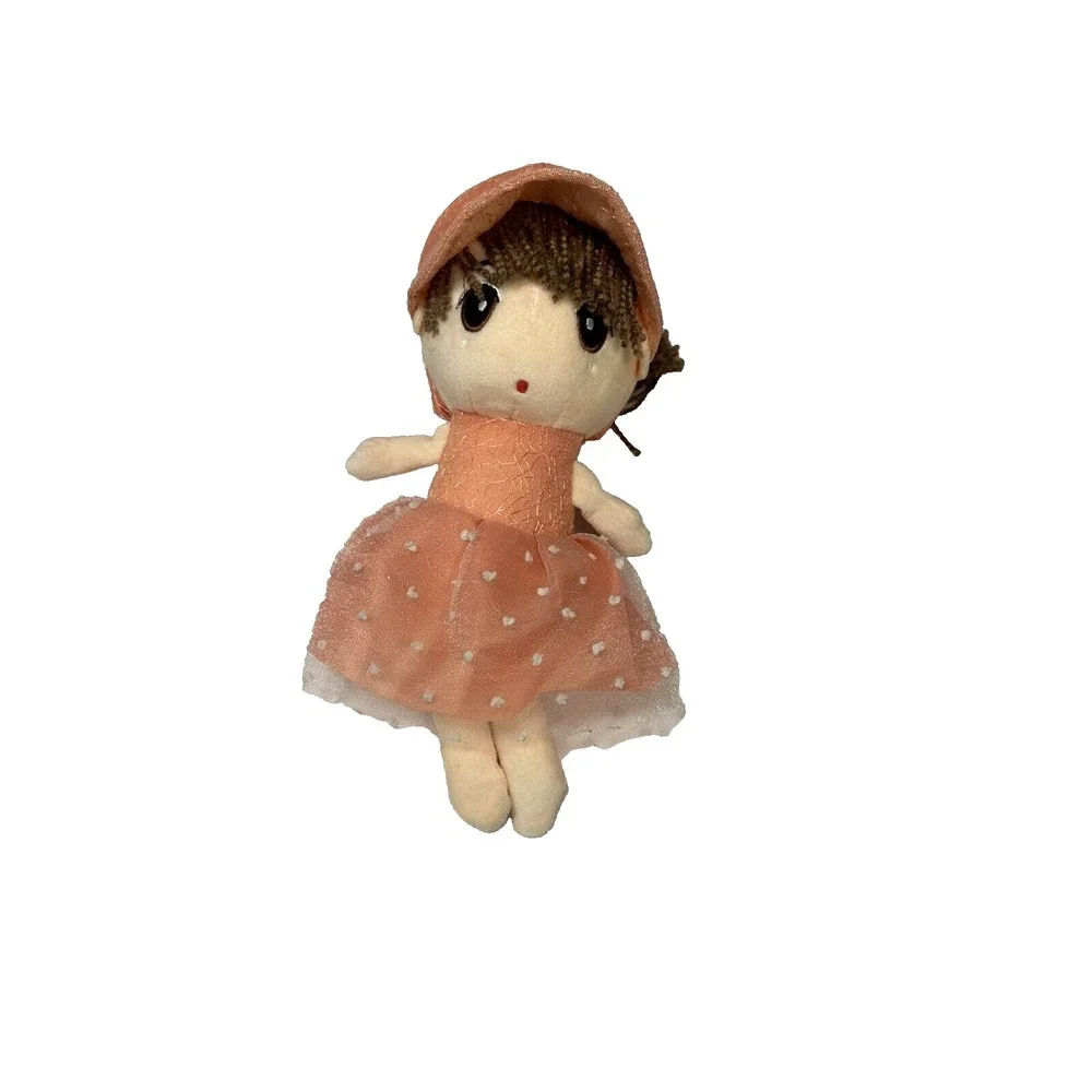 stuffed plush anime girl‎ pink dress & hat clip